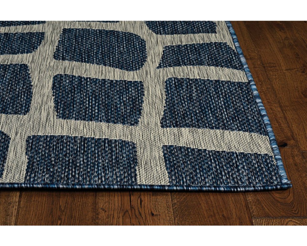 8' Blue And Gray Abstract Indoor Outdoor Area Rug