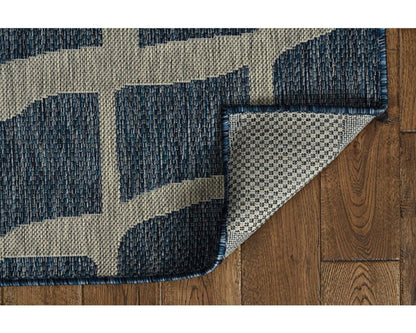 8' X 11' Blue And Gray Abstract Indoor Outdoor Area Rug