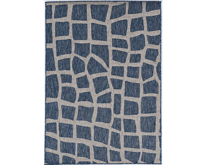 8' Blue And Gray Abstract Indoor Outdoor Area Rug