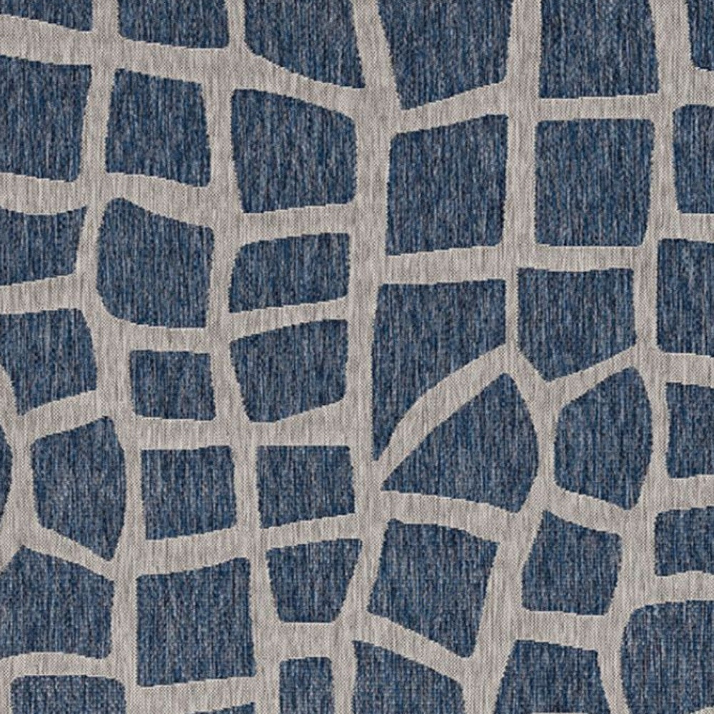 3' X 4' Blue and Gray Abstract Indoor Outdoor Area Rug