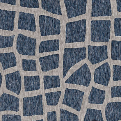 8' X 11' Blue And Gray Abstract Indoor Outdoor Area Rug
