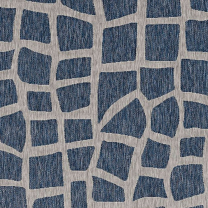 8' X 11' Blue And Gray Abstract Indoor Outdoor Area Rug