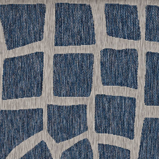 8' X 11' Blue And Gray Abstract Indoor Outdoor Area Rug