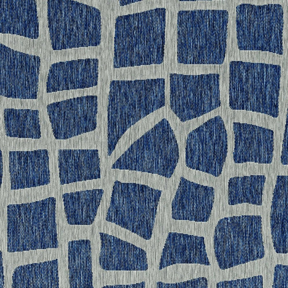 8' X 11' Blue And Gray Abstract Indoor Outdoor Area Rug