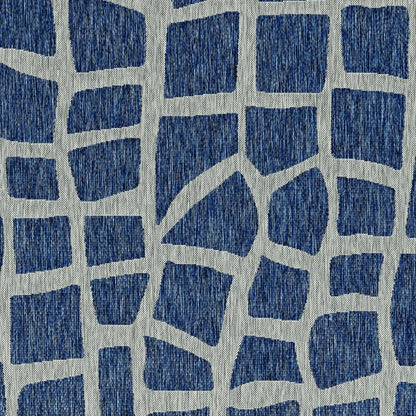 8' X 11' Blue And Gray Abstract Indoor Outdoor Area Rug