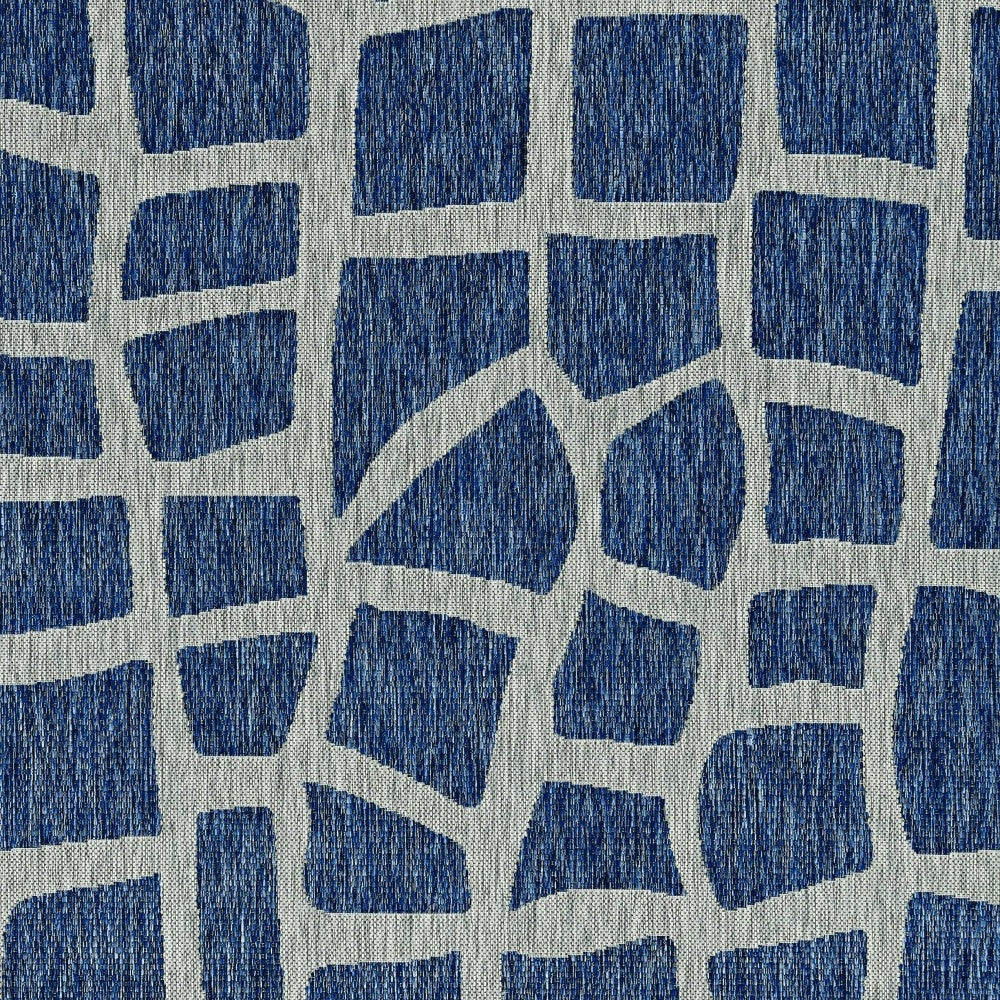 3'X4' Blue Grey Machine Woven Uv Treated Abstract Indoor Outdoor Accent Rug