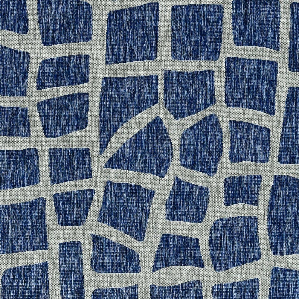 8' X 11' Blue And Gray Abstract Indoor Outdoor Area Rug