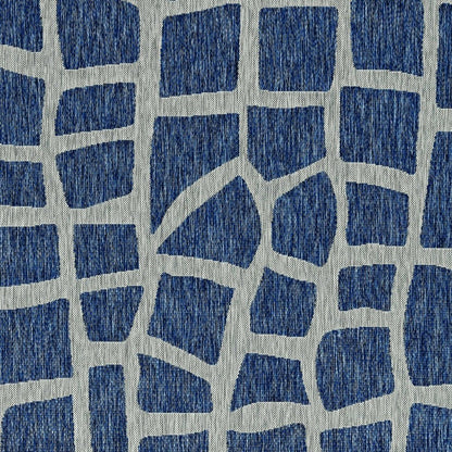 8' X 11' Blue And Gray Abstract Indoor Outdoor Area Rug