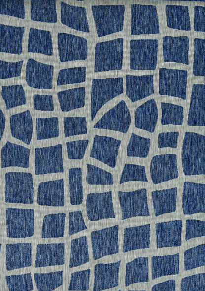 8' X 11' Blue And Gray Abstract Indoor Outdoor Area Rug