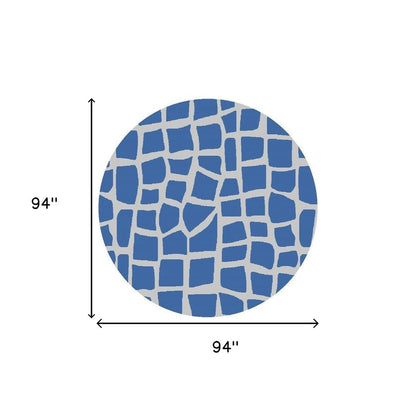 8' X 11' Blue And Gray Abstract Indoor Outdoor Area Rug