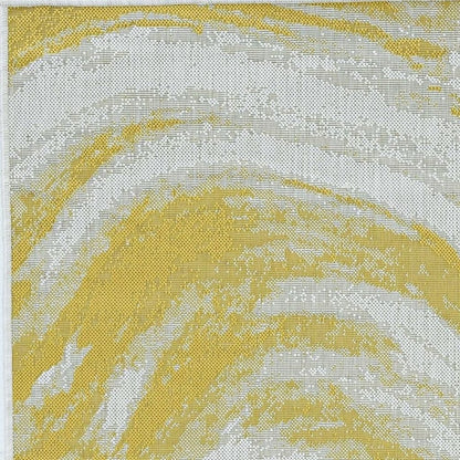 8' X 11' Ivory And Gold Abstract Area Rug