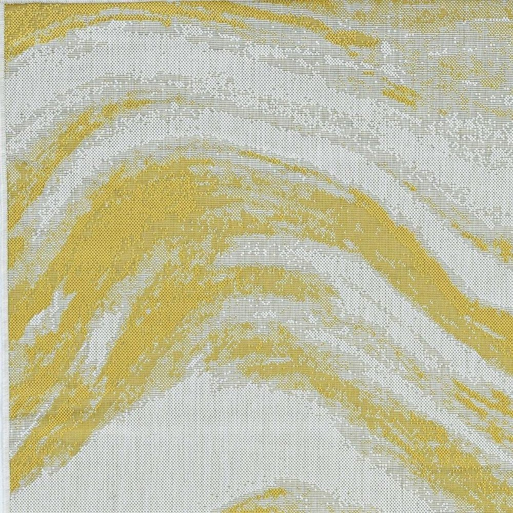 3' X 4' Gold and Ivory Abstract Area Rug