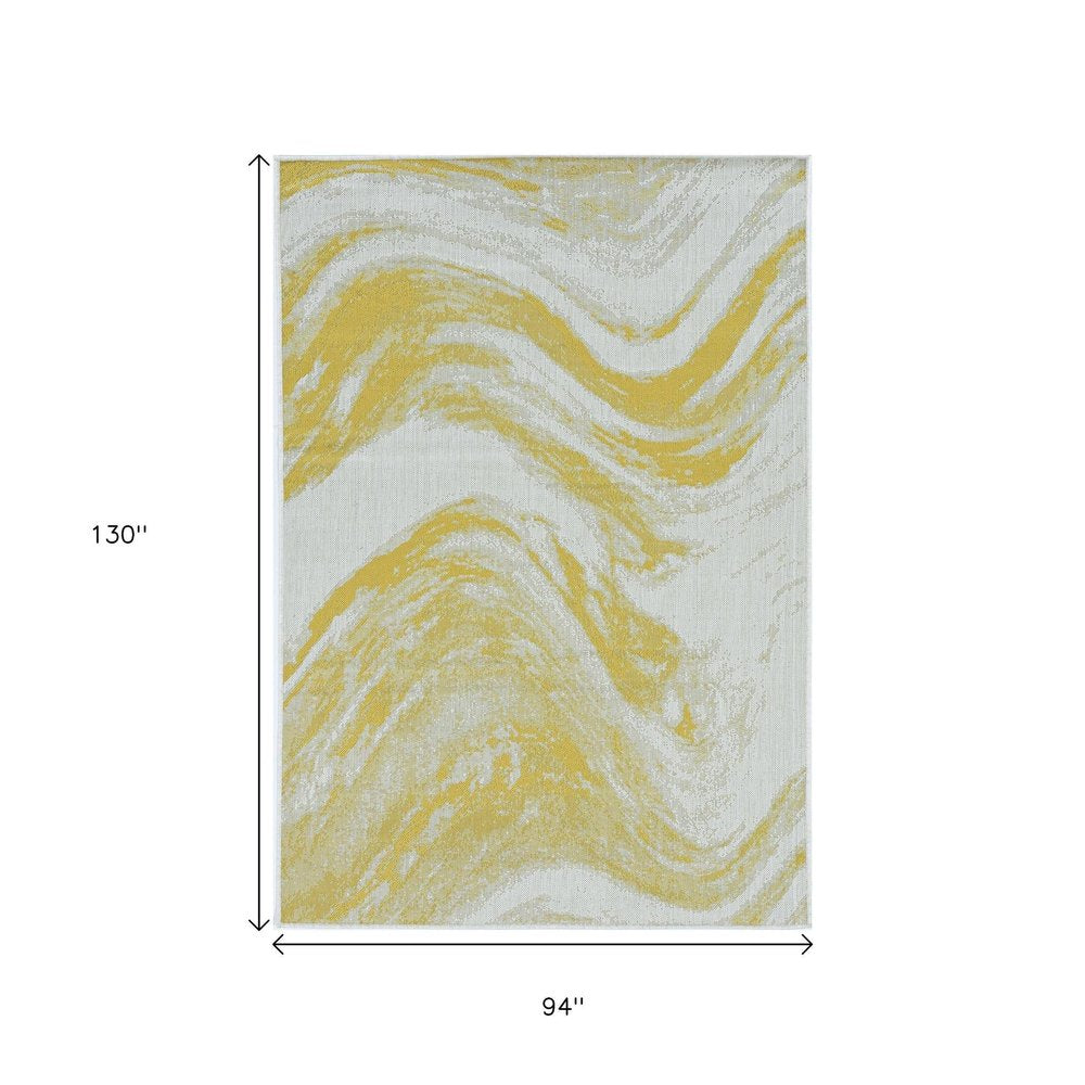 3' X 4' Gold and Ivory Abstract Area Rug