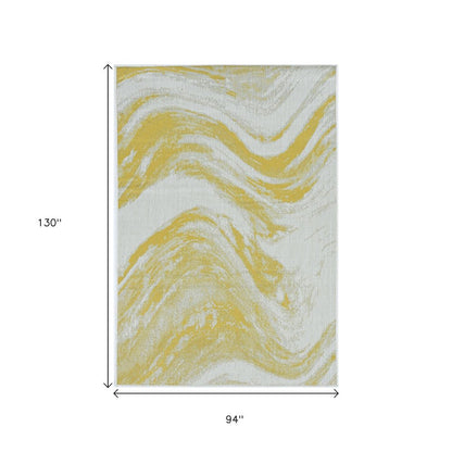 3' X 4' Gold and Ivory Abstract Area Rug