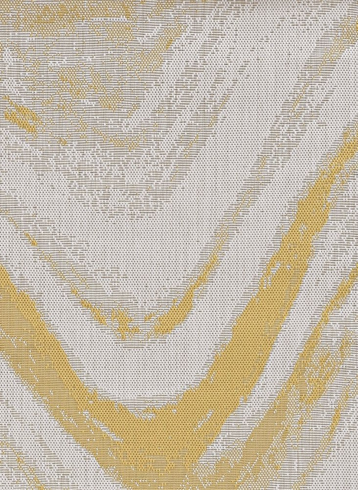 8' Gold And Ivory Abstract Indoor Outdoor Area Rug