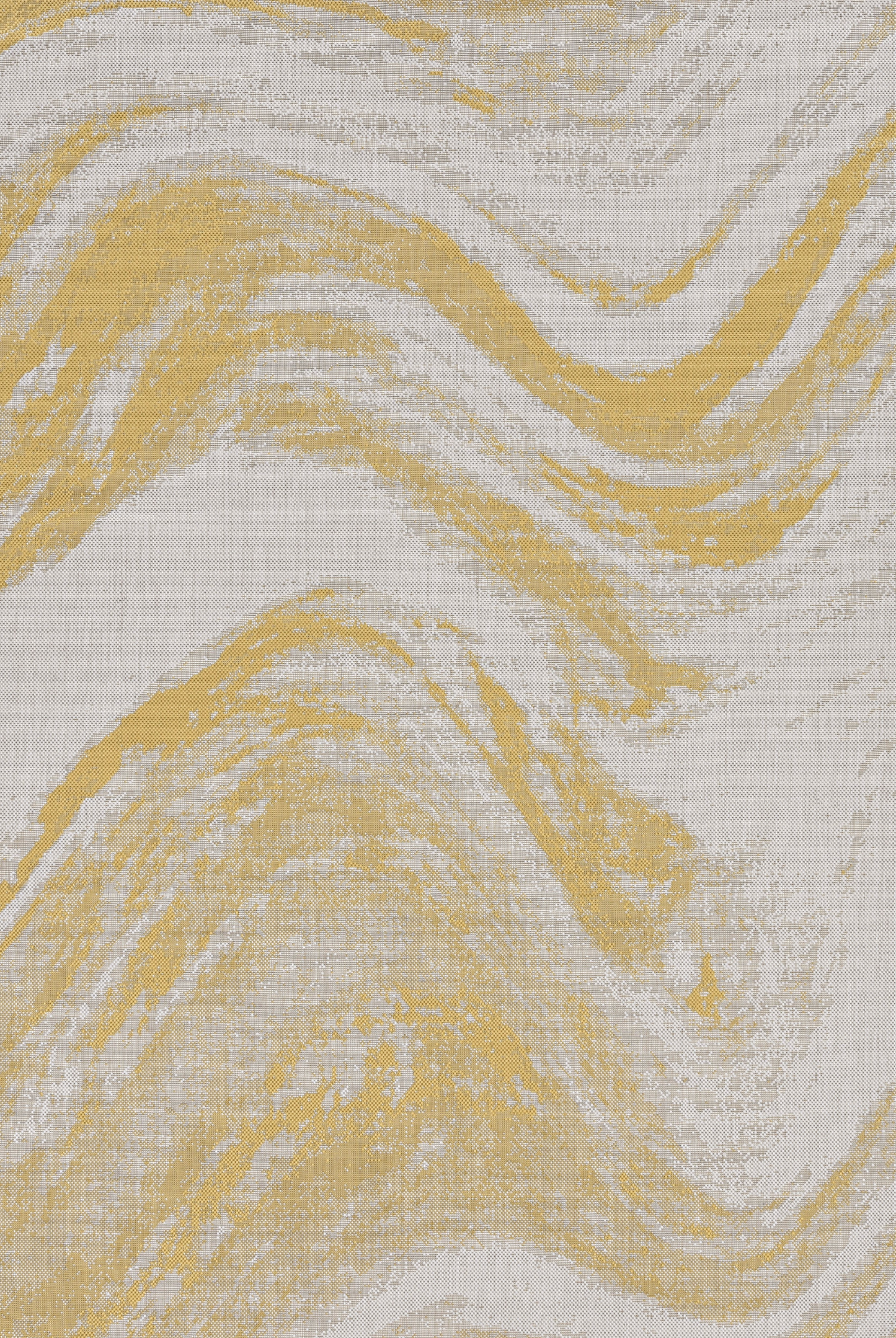 5' X 8' Gold and Ivory Abstract Indoor Outdoor Area Rug