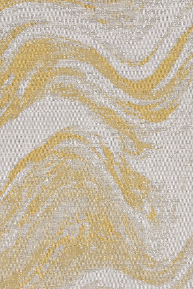 8' Gold And Ivory Abstract Indoor Outdoor Area Rug