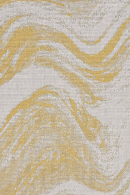 8' Gold And Ivory Abstract Indoor Outdoor Area Rug