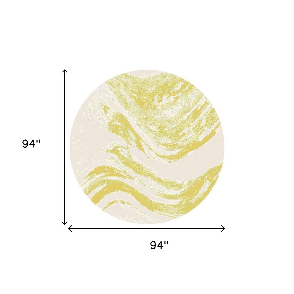 8' Gold And Ivory Abstract Indoor Outdoor Area Rug