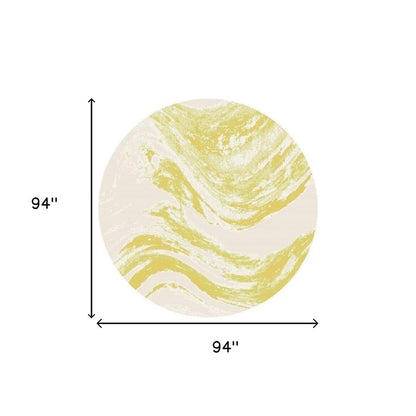 8' Gold And Ivory Abstract Indoor Outdoor Area Rug