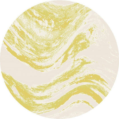 8' Gold And Ivory Abstract Indoor Outdoor Area Rug