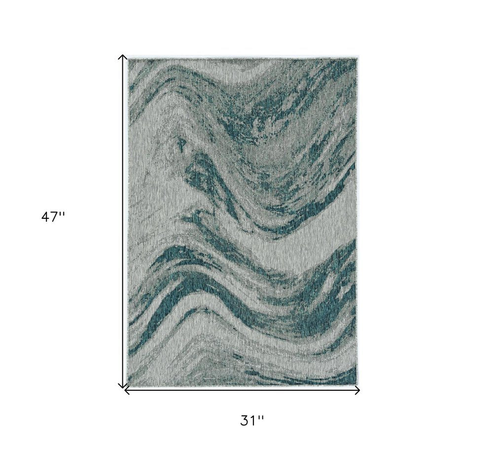3' X 4' Gray Abstract Indoor Outdoor Area Rug