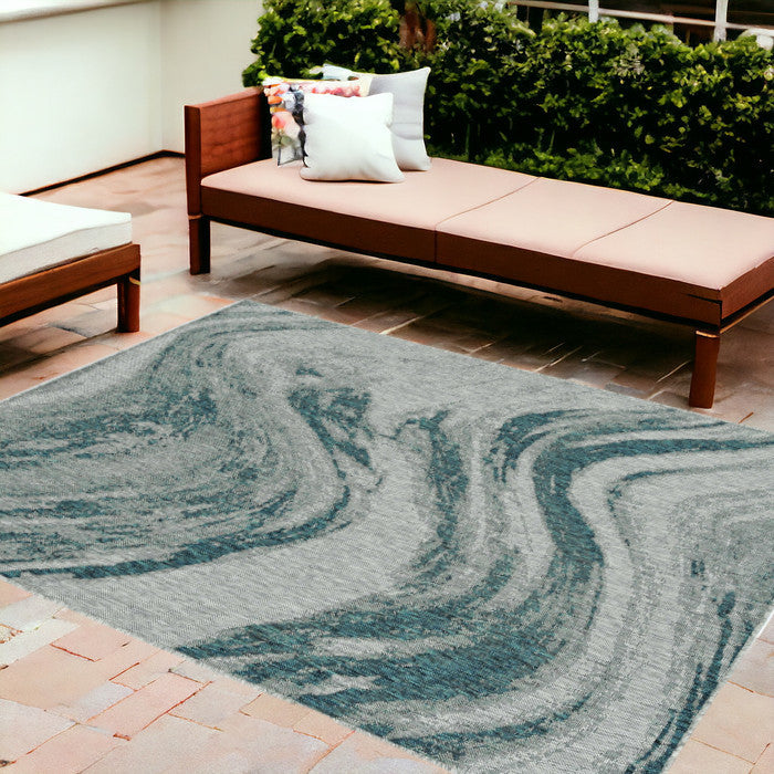 8' X 11' Gray Abstract Indoor Outdoor Area Rug