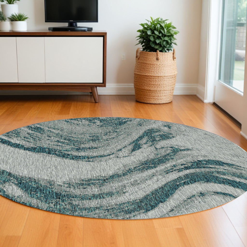 8' X 11' Gray Abstract Indoor Outdoor Area Rug