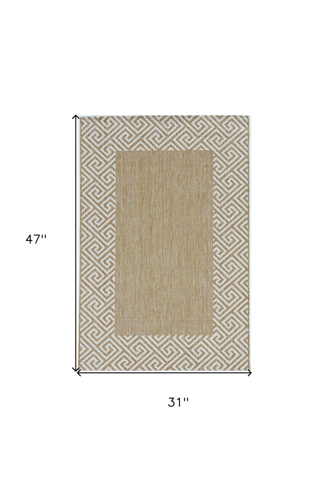 3' X 4' Natural And Beige Geometric Area Rug