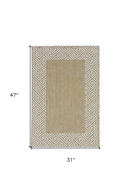 3' X 4' Natural And Beige Geometric Area Rug
