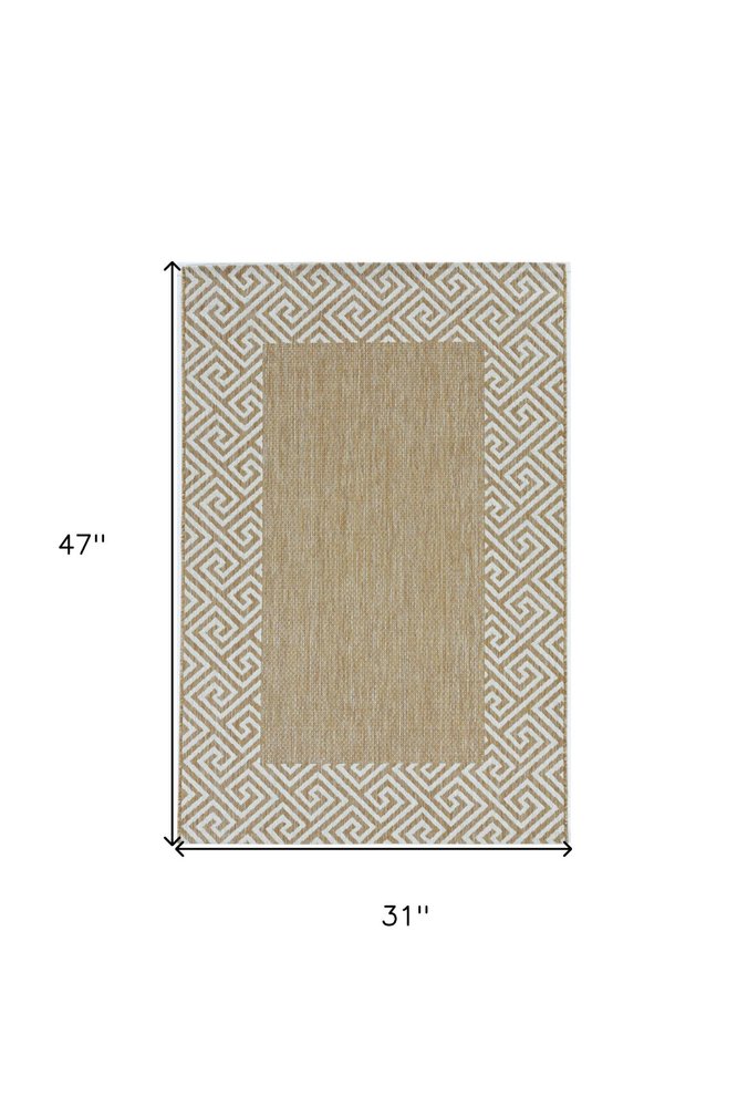 3' X 4' Natural And Beige Geometric Area Rug