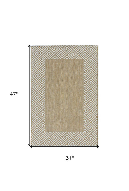 3' X 4' Natural And Beige Geometric Area Rug