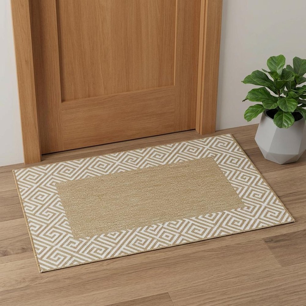 3' X 4' Natural And Beige Geometric Area Rug