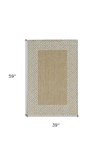 3' X 4' Natural And Beige Geometric Area Rug