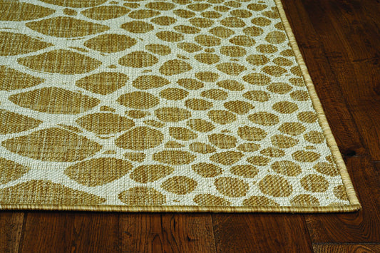 3'X4' Ivory Machine Woven Uv Treated Snake Print Indoor Outdoor Accent Rug