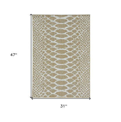 8' X 8' Ivory Abstract Indoor Outdoor Area Rug