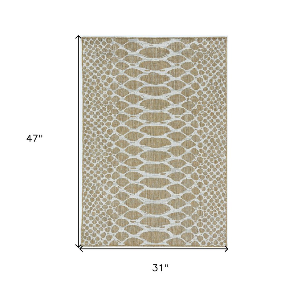 8' X 11' Ivory Abstract Indoor Outdoor Area Rug