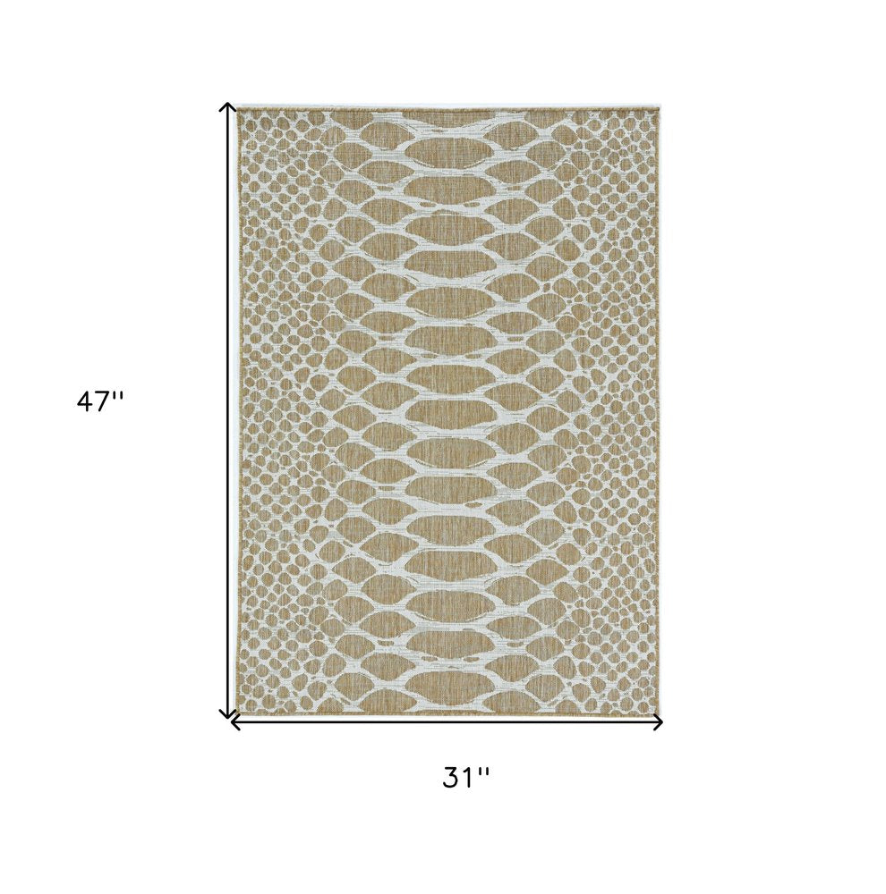 8' X 8' Ivory Abstract Indoor Outdoor Area Rug