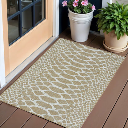 8' X 8' Ivory Abstract Indoor Outdoor Area Rug