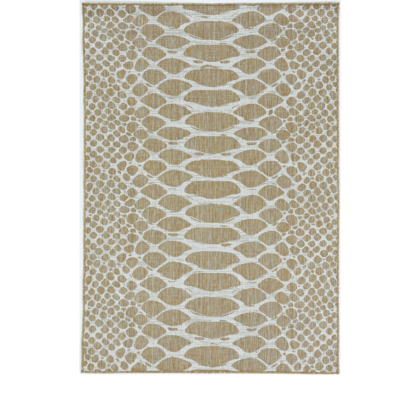 3'X4' Ivory Machine Woven Uv Treated Snake Print Indoor Outdoor Accent Rug