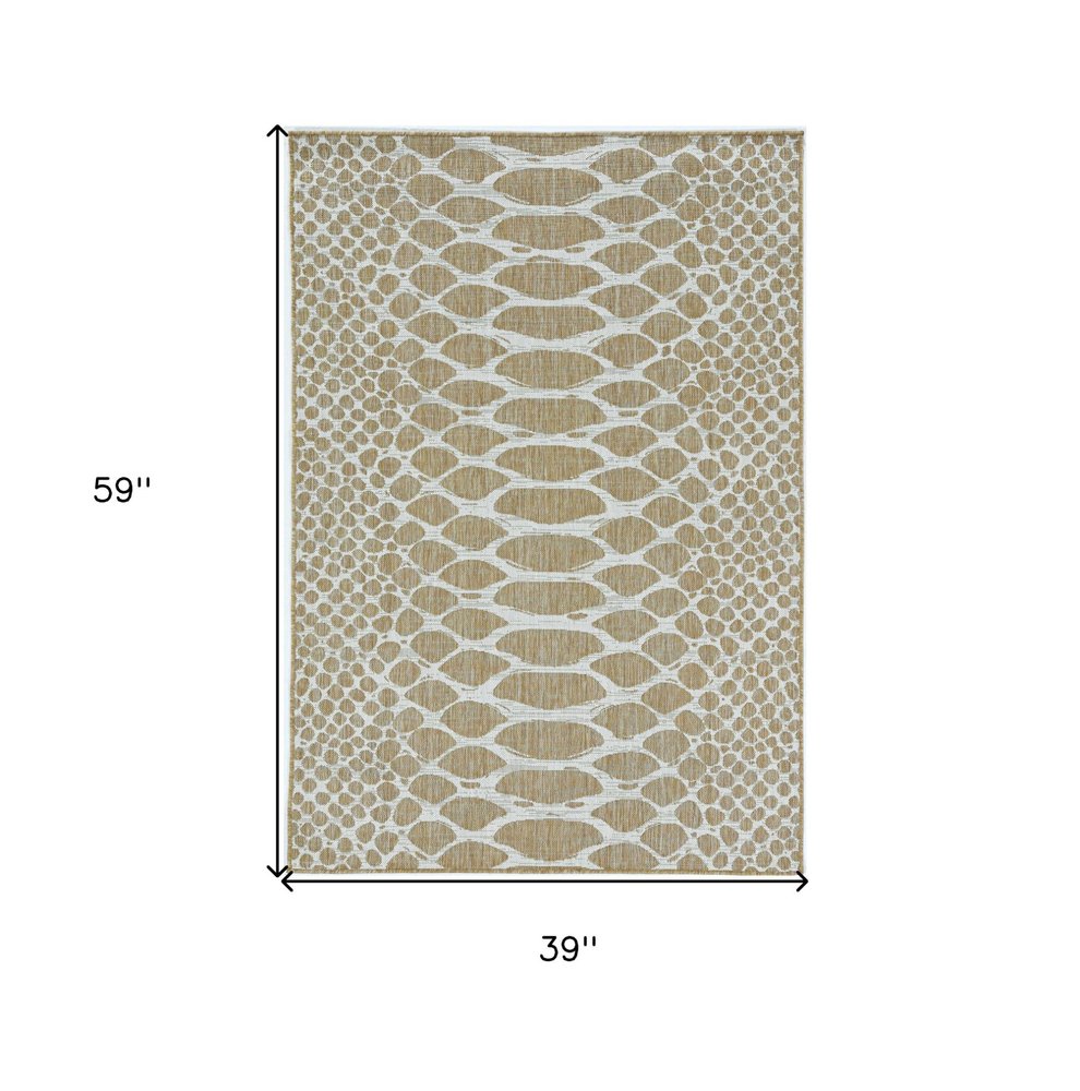 8' X 11' Ivory Abstract Indoor Outdoor Area Rug