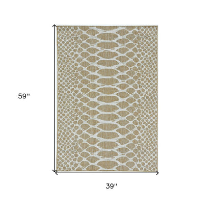 8' X 11' Ivory Abstract Indoor Outdoor Area Rug