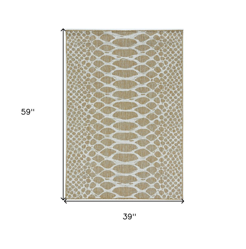 8' X 8' Ivory Abstract Indoor Outdoor Area Rug