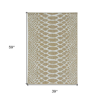 8' X 8' Ivory Abstract Indoor Outdoor Area Rug