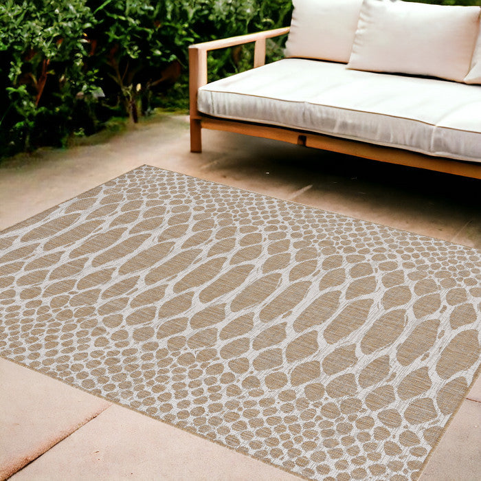 3' X 4' Ivory Abstract Indoor Outdoor Area Rug