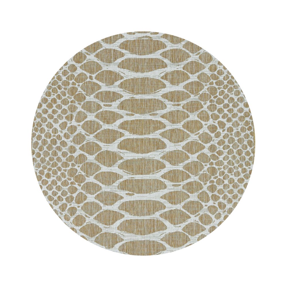 8' X 8' Ivory Abstract Indoor Outdoor Area Rug