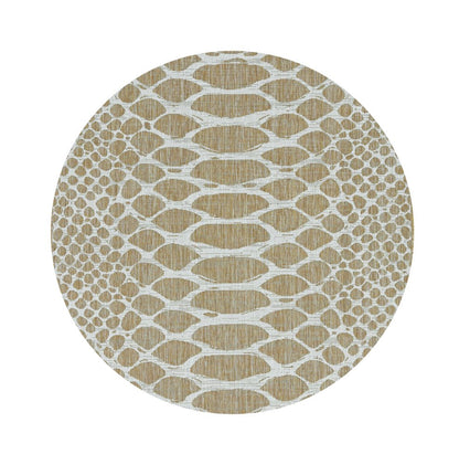 8' X 8' Ivory Abstract Indoor Outdoor Area Rug