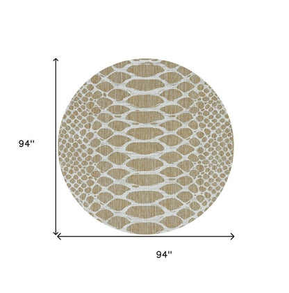 8' X 8' Ivory Abstract Indoor Outdoor Area Rug