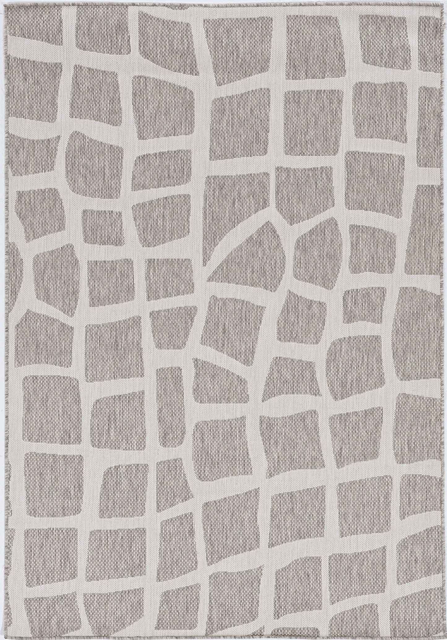 8' X 11' Ivory Or Grey Abstract Tiles Indoor Area Rug