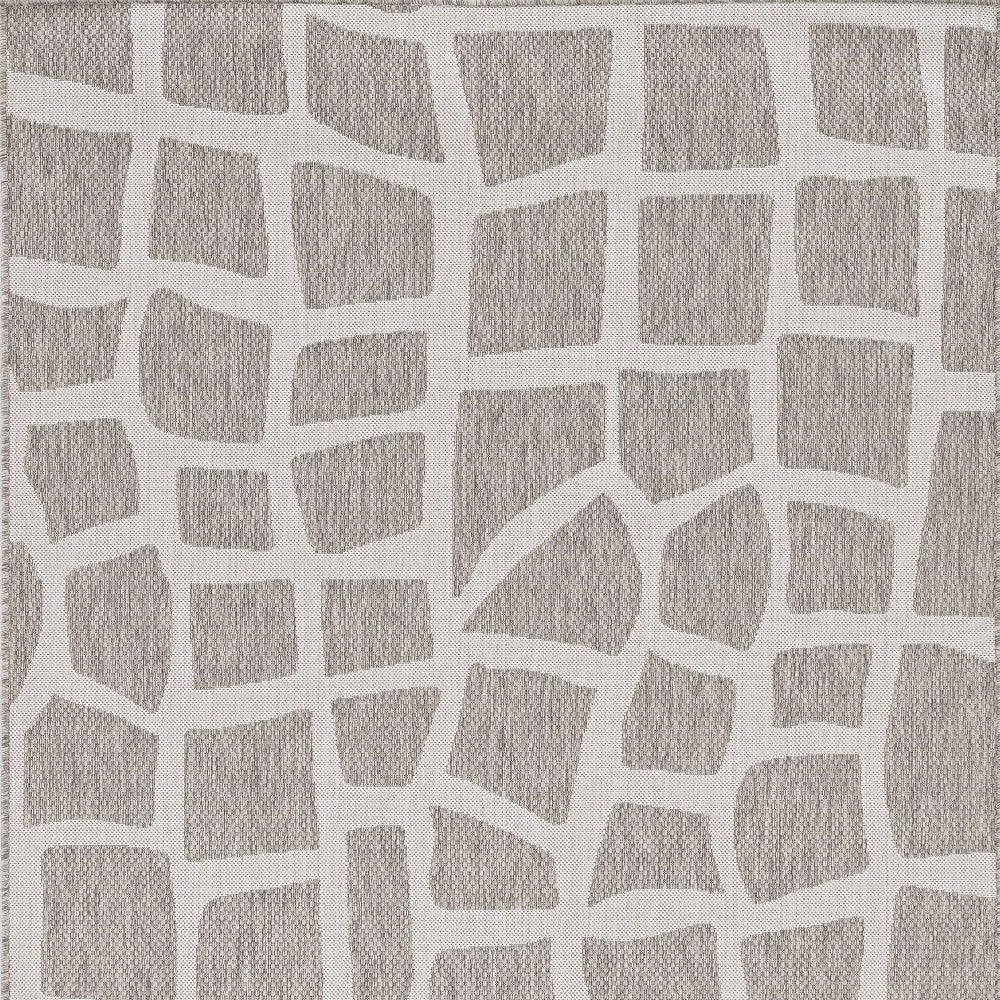 8' X 11' Ivory Or Grey Abstract Tiles Indoor Area Rug